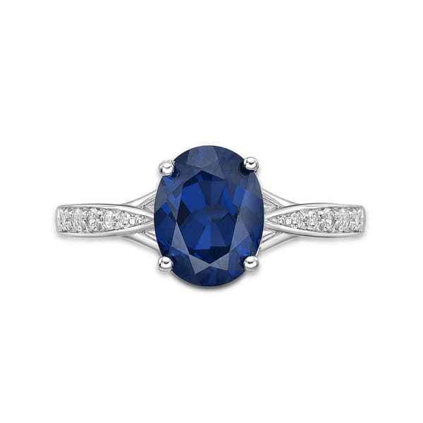 Sterling Silver Ring w/ Created Sapphire & White Topaz