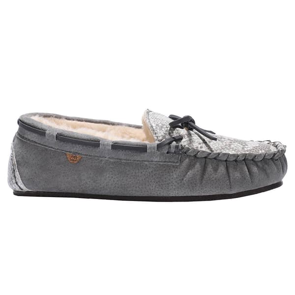 Womens LAMO Sheepskin Britain Moc II Snake Print Moccasins