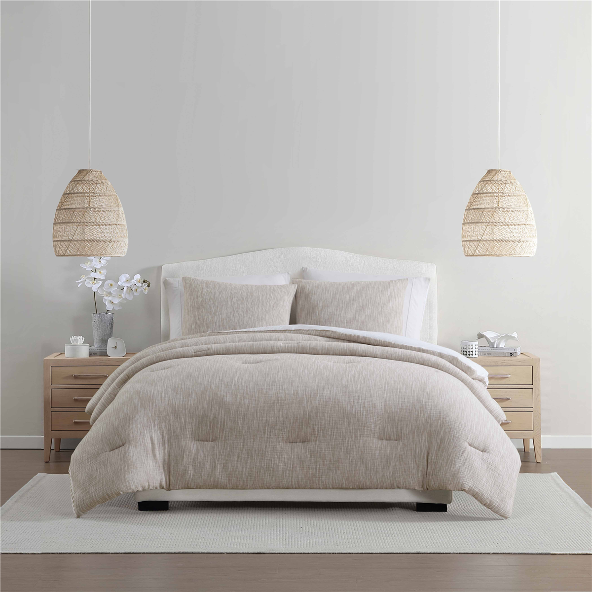 Palm Aire Theo 3pc. Taupe Gauze Cotton Comforter Set