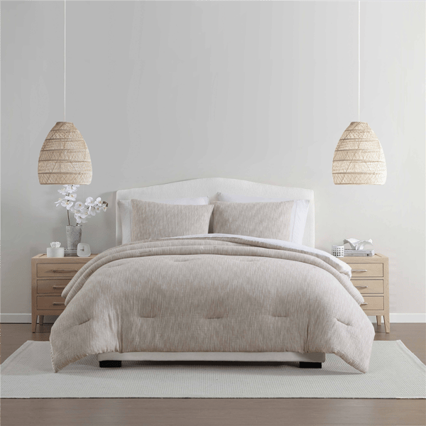 Palm Aire Theo 3pc. Taupe Gauze Cotton Comforter Set - image 
