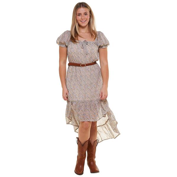 Juniors Madden Girl Floral Puff Sleeve High-Low Dress - image 