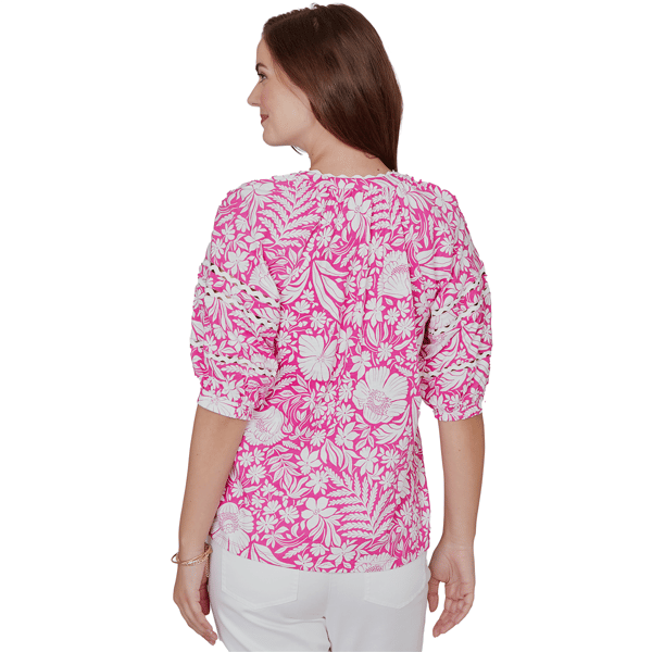 Petite Ruby Rd. Hothouse Florals Puff Sleeve Blouse
