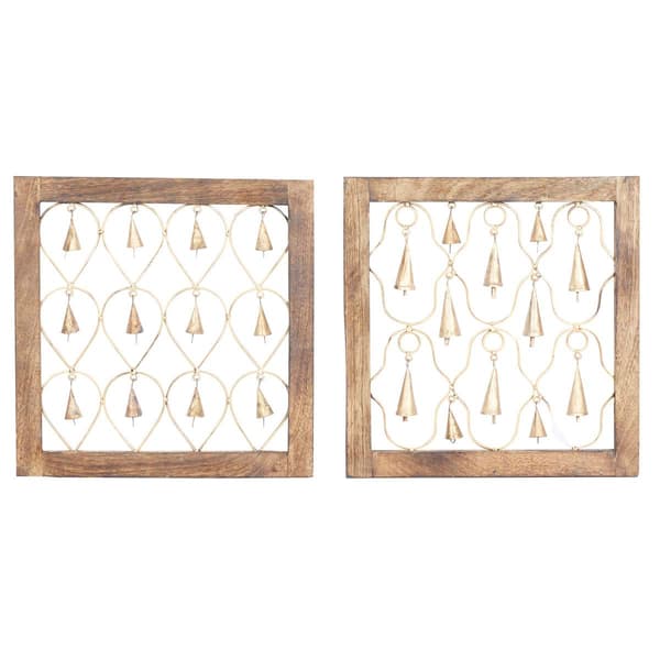 9th & Pike(R) Gold Hanging Bells Wall Decor - Set of 2