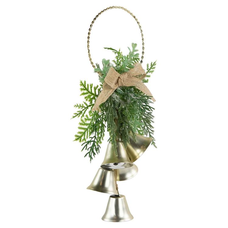 Northlight Seasonal Gold Bells Christmas Door Hanger w/ Bow