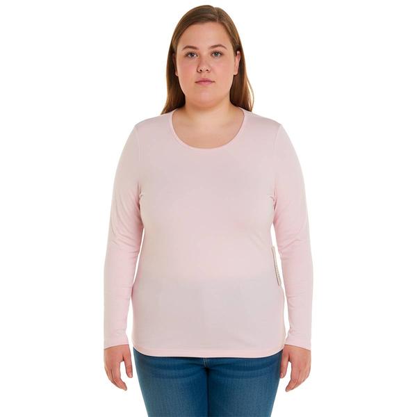 Juniors Plus 7th & Hudson Long Sleeve Double Layer V-Neck Tee - image 
