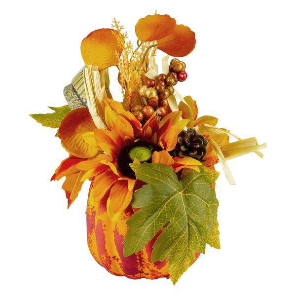 Northlight Seasonal 12in. Autumn Harvest Floral Pumpkin Décor