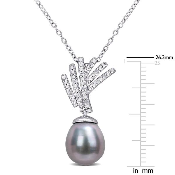 Gemstone Classics&#8482; Tahitian Pearl & Diamond Drop Pendant