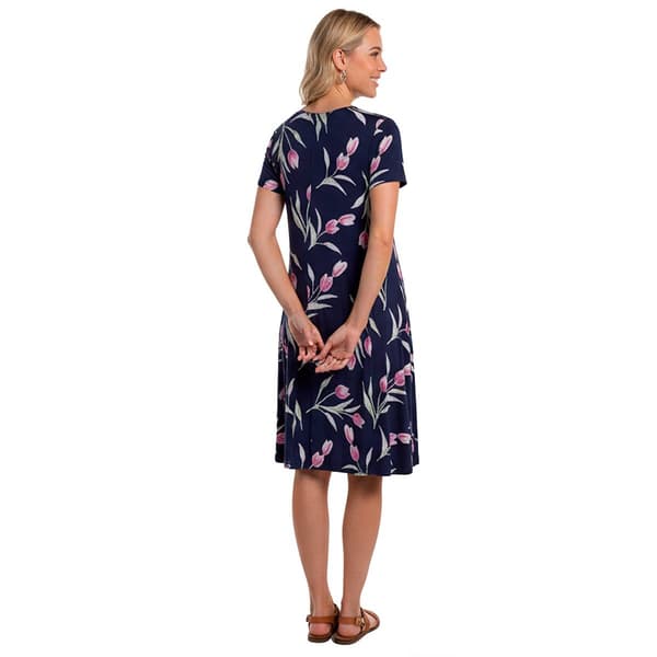 Plus Size Architect® Short Sleeve Floral Tulip A-Line Dress