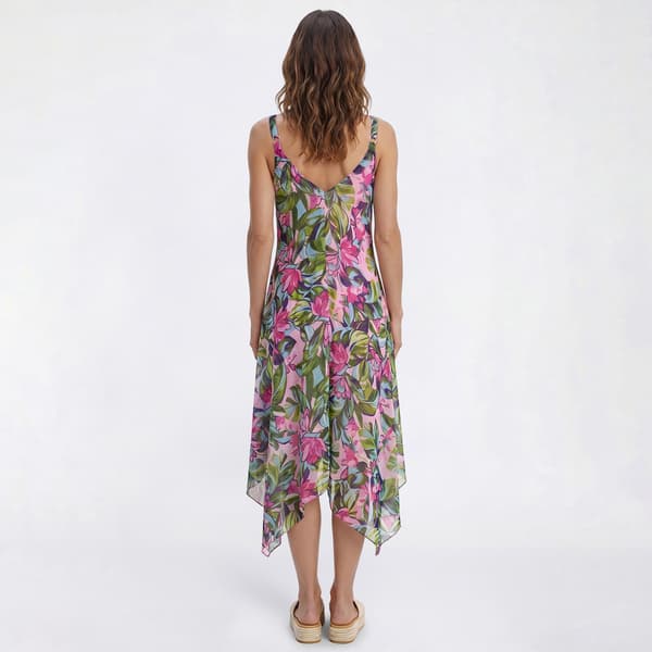Womens Nina Leonard Fit & Flare Chiffon Patterned Hanky Hem Dress