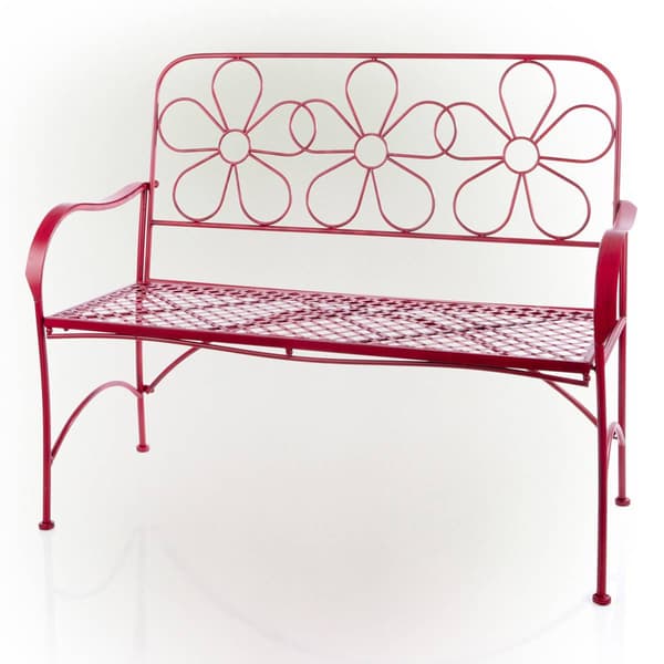 Alpine Daisy Backrest Metal Garden Bench - image 