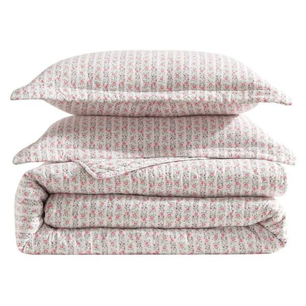 Laura Ashley Marta Stripe Cotton Reversible Quilt Set