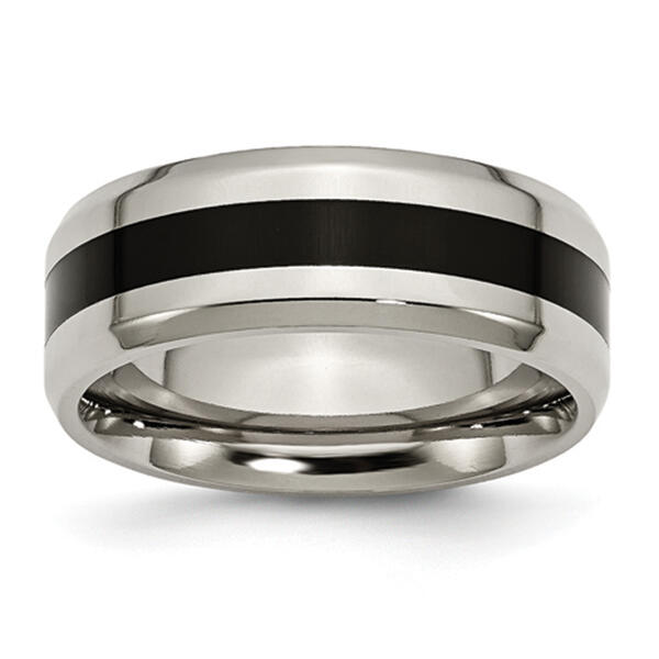 Mens Endless Affection(tm) 8mm Titanium Black Enamel Stripe Band - image 