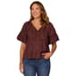 Womens Democracy Spliced V-Neck Embroidered Blouse - image 1