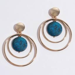 Ashley Cooper(tm) Gold-Tone Double Ring Patina Disc Drop Earrings