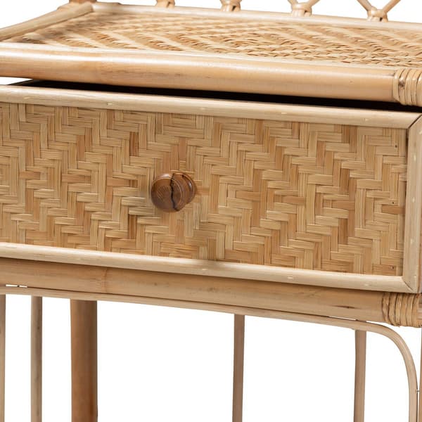 Baxton Studio Kobie Natural Brown Rattan 1-Drawer Nightstand