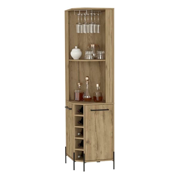 FM FURNITURE Reese Macadamia Corner Bar Cabinet - image 