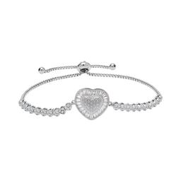 Accents by Gianni Argento Baguette & CZ Heart Adjustable Bracelet
