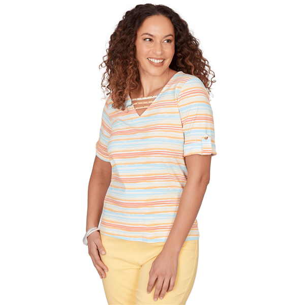 Womens Hearts of Palm Fun in the Sun Stripe Blouse
