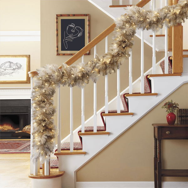 Puleo International 9ft. Pre-Lit Tan Garland