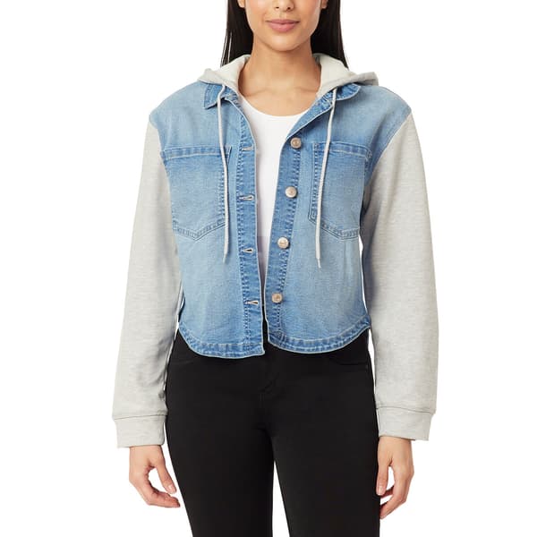 Juniors Wallflower Dreamer Hooded Denim Jacket