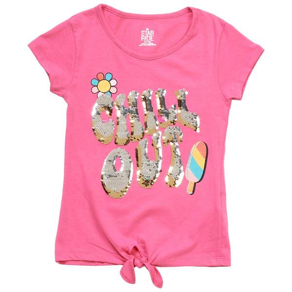 Girls&#40;7-16&#41; Star Ride&#40;R&#41; Flip Sequin Chill Out Tee w/ Tie Front - image 