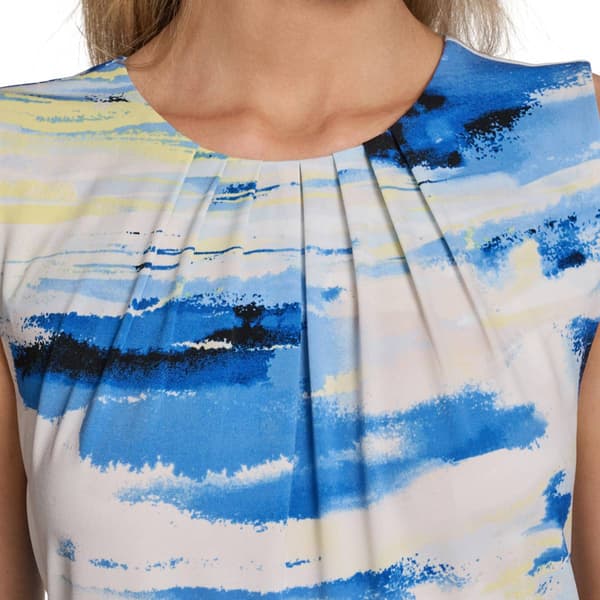 Womens Calvin Klein Sleeveless Pleat Front Abstract Blouse