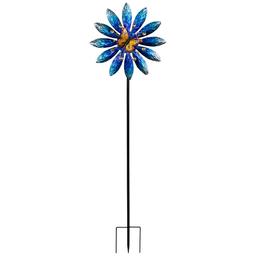 Northlight Seasonal Blue Flower Pinwheel Garden Stake