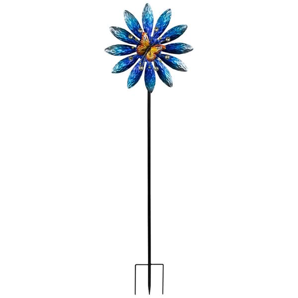Northlight Seasonal Blue Flower Pinwheel Garden Stake - image 