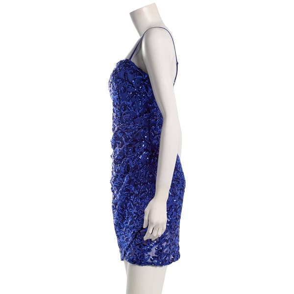Juniors Emerald Sundae Pattern Sequin Side Ruch Sheath Dress