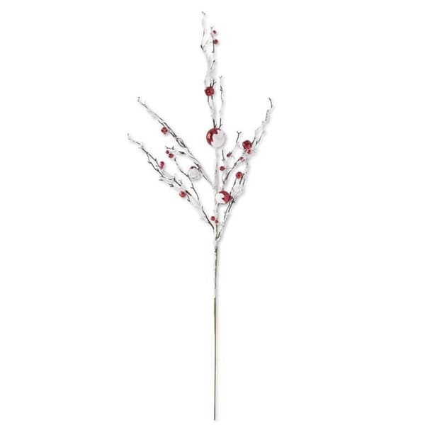K&K Interiors Ornaments & Bells Glitter Flocked White Branch - image 
