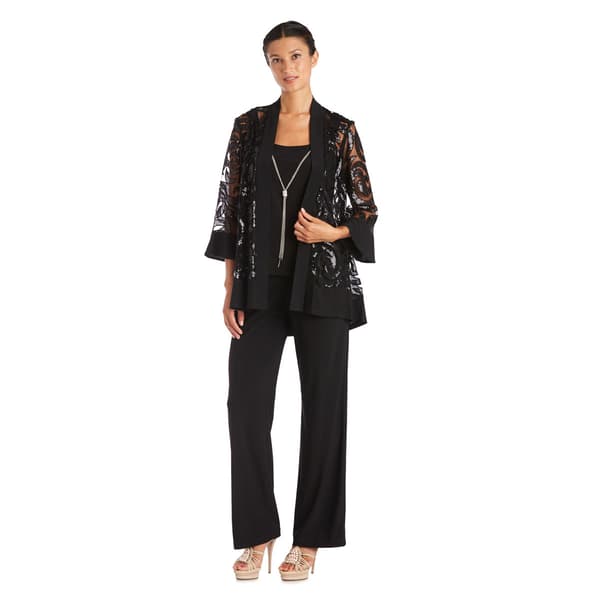 Womens R&M Richards Sequin Swing Jacket & Pants Set - image 