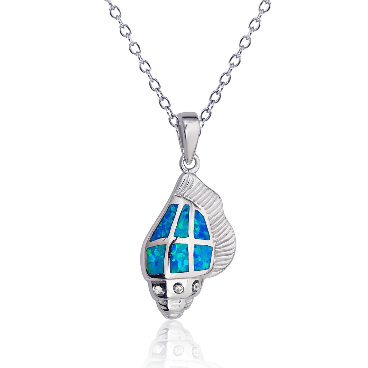 Gemstone Classics™ Silver & Created Opal Shell Necklace