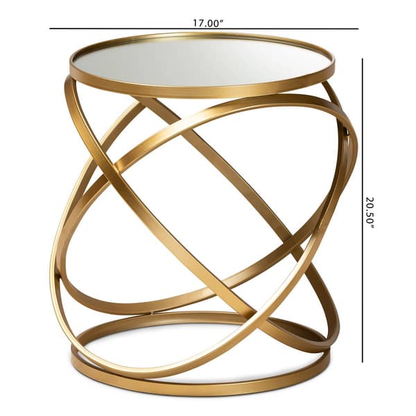 Baxton Studio Desma Gold Finished Metal/Mirrored Glass End Table