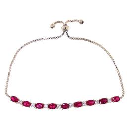 Gianni Argento Silver Plated & Ruby Oval Adjustable Bracelet