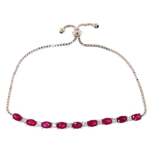 Gianni Argento Silver Plated & Ruby Oval Adjustable Bracelet