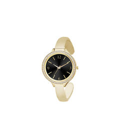 Womens Gold-Tone Crystal Bezel Cuff Watch - 14897G-07-G27