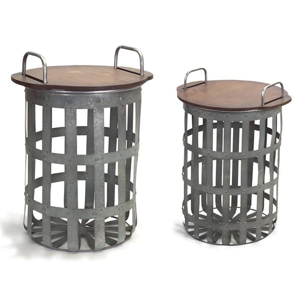 Melrose Rustic Accent Side Basket Tables - Set of 2