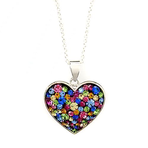 Silver Plated Brass Multi Confetti Crystal Pendant