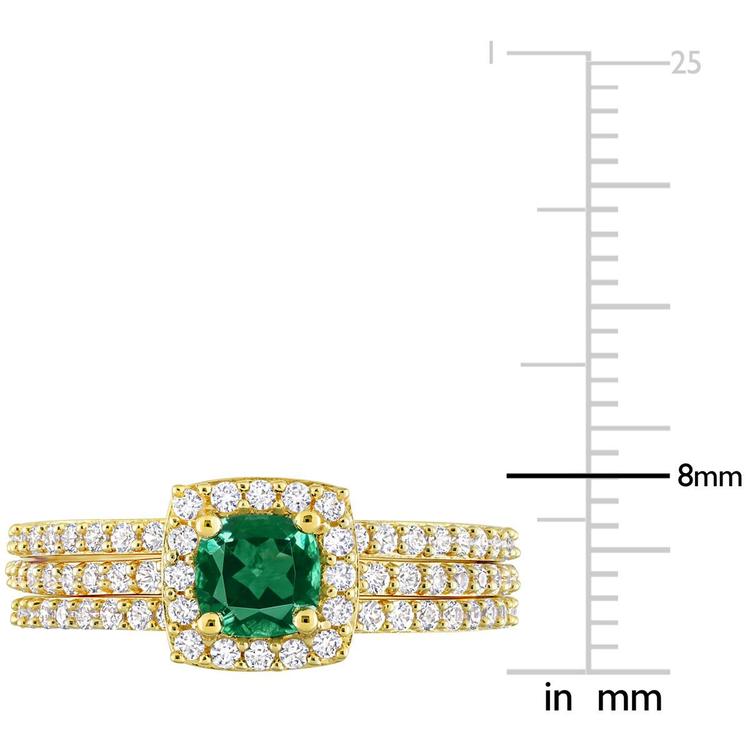 Gemstone Classics™ 10kt. Gold Plated Lab Created Emerald Ring