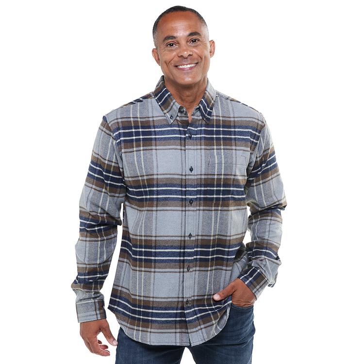 Mens Jackson Hole Flannel Shirt - Brown / Grey / Navy