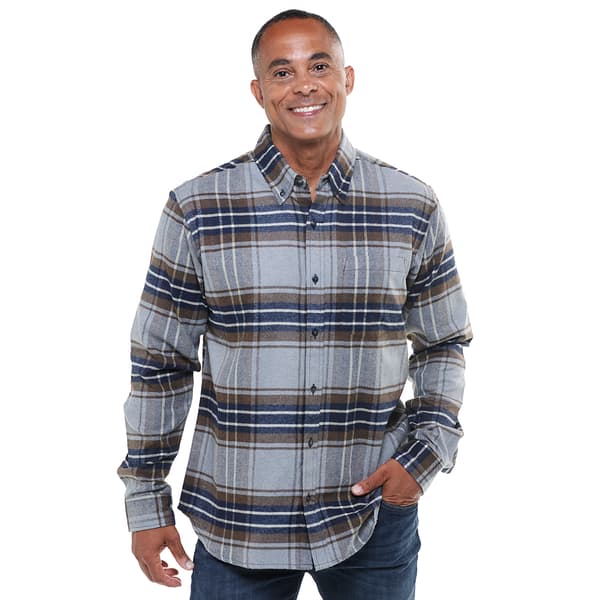 Mens Jackson Hole Flannel Shirt - Brown / Grey / Navy