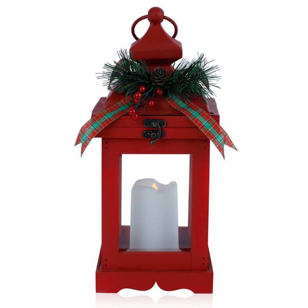 Alpine Warm White LED Candle Metal and Glass Lantern