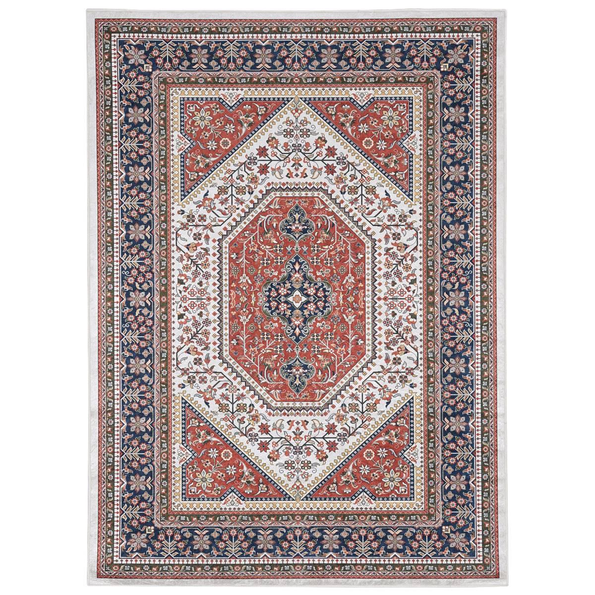 Linon Emerald Collection Red And Navy Rectangle Rug