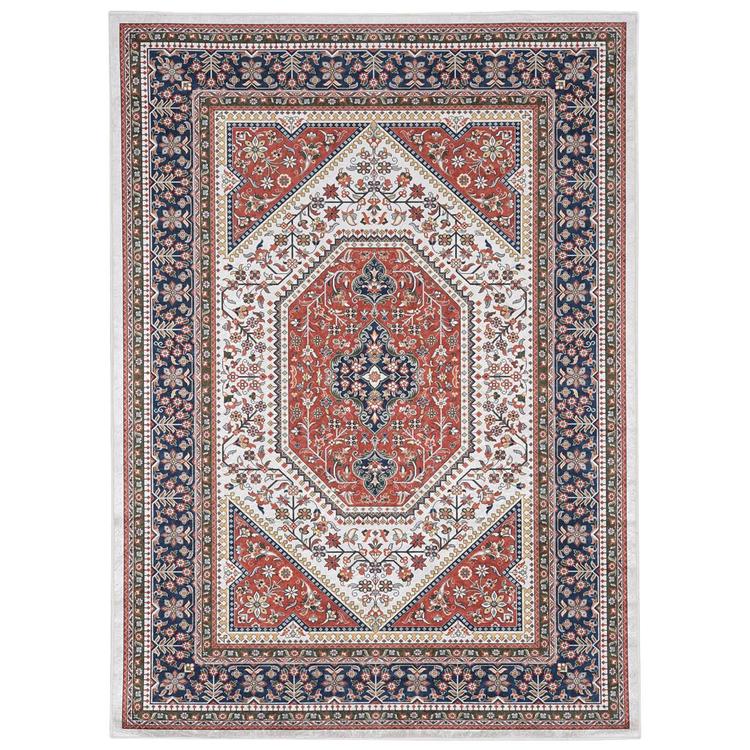 Linon Emerald Collection Red And Navy Rectangle Rug