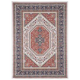 Linon Emerald Collection Red And Navy Rectangle Rug