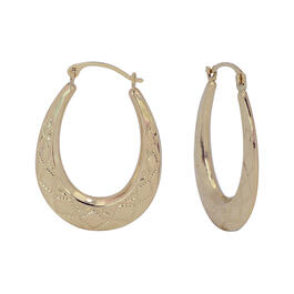 Candela 14kt. Yellow Gold Oval Quilted Hoop Earrings