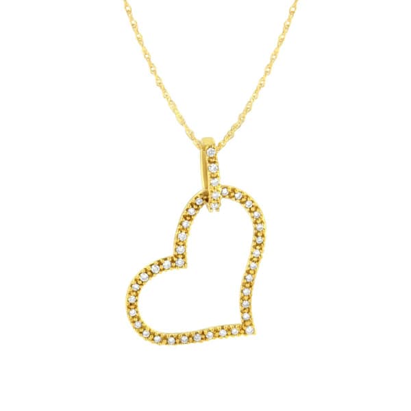 Haus of Brilliance 10kt. Gold 1/4ctw. Diamond Open Heart Pendant - image 