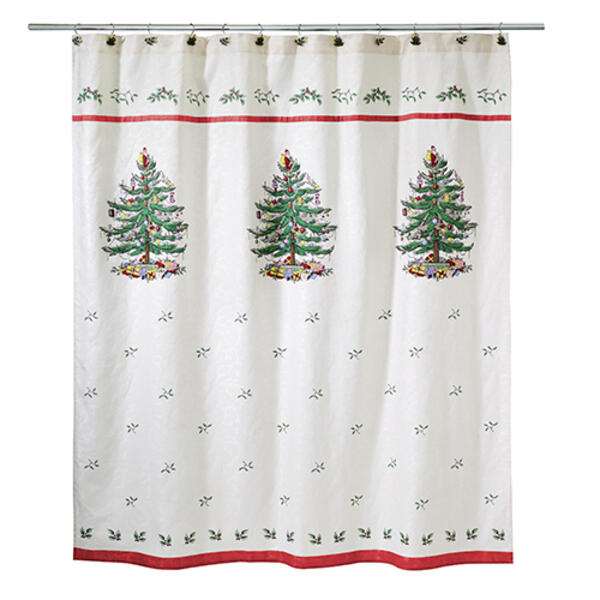 Avanti Spode Christmas Tree Red Shower Curtain - image 