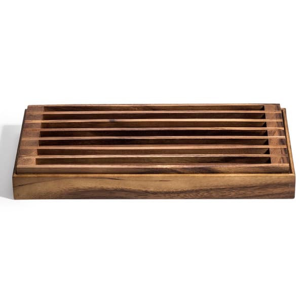 Kalmar Home Acacia Wood 3-in-1 Crumb Catcher, Tray, and Trivet - image 