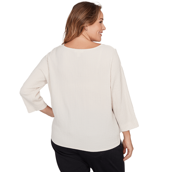 Plus Size Emaline Key Items 3/4 Sleeve Twist Front Knit Sweater